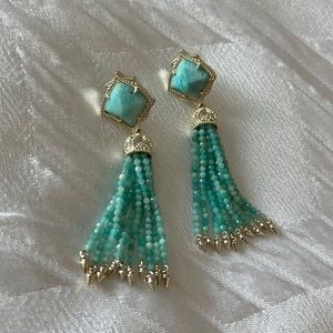 Kendra Scott Turquoise and Gold Tassle Earrings